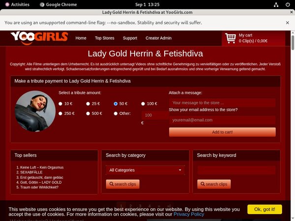 $1 Lady Gold Fetishdiva Trial